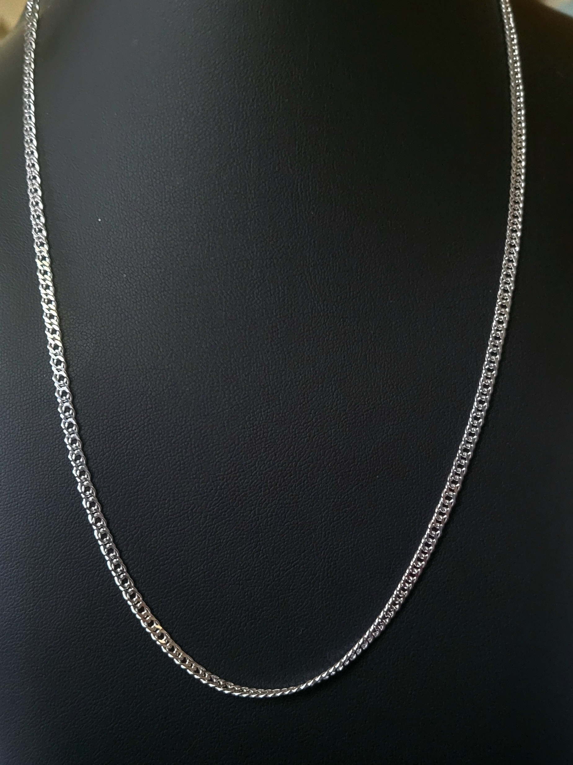 Sterling Silver Rhombus Curb Chain Necklace - Polished Silver